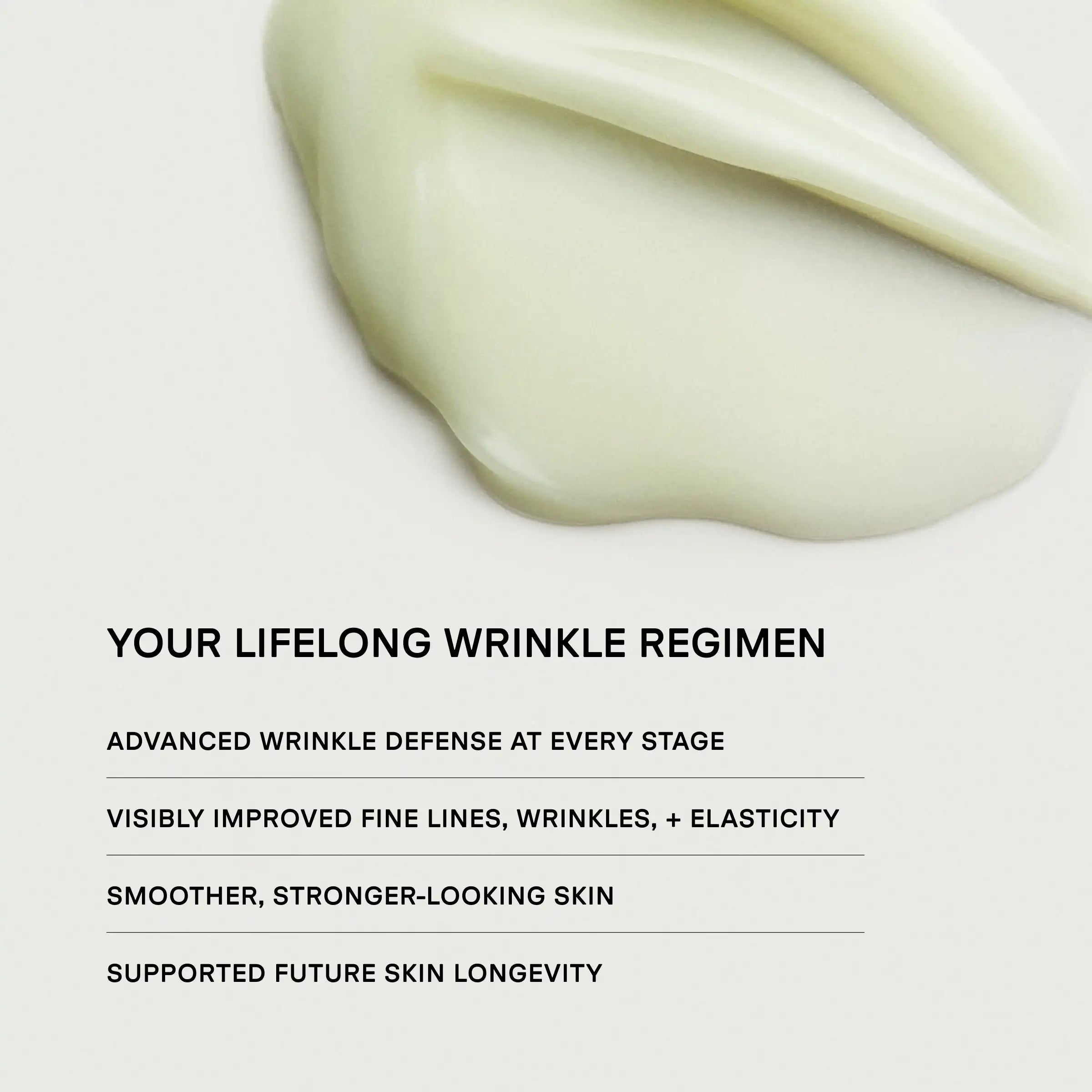 Pale yellow-green serum with smooth, glossy texture against white background.
